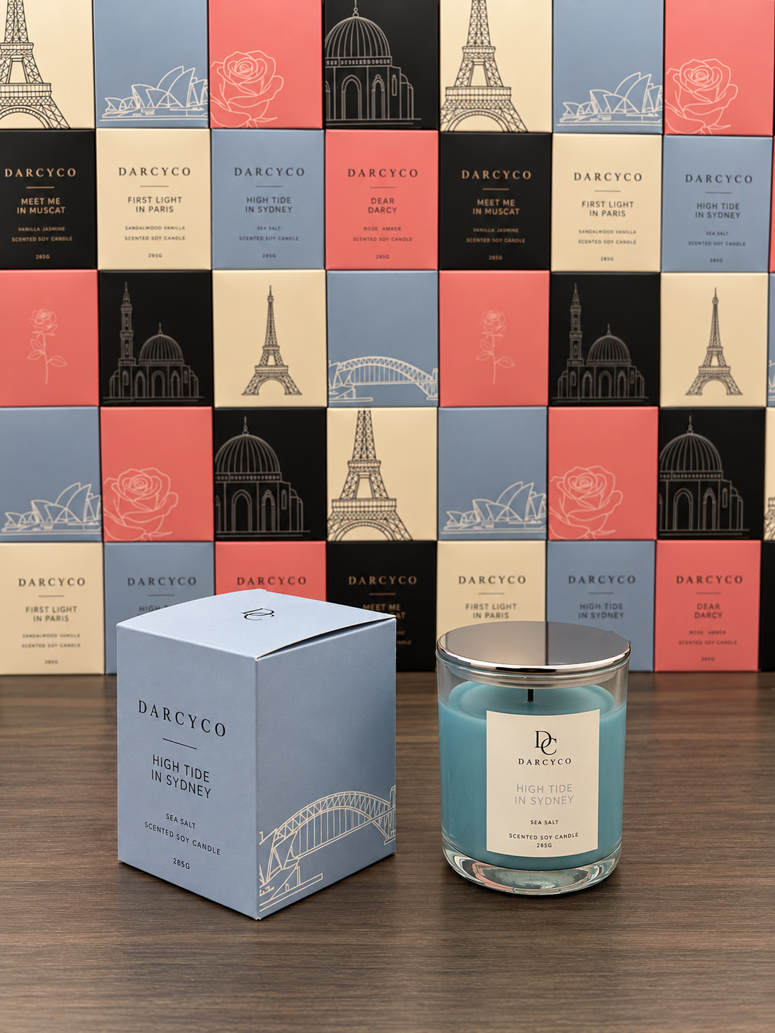 High Tide in Sydney candle with its blue box
